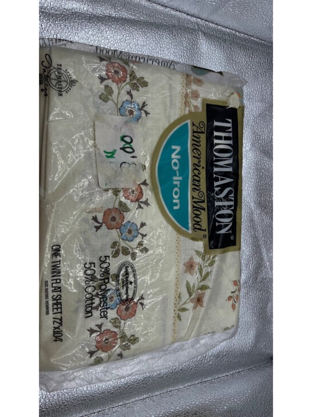 Thomaston American Mood No-Iron Twin Flat Sheet 72x104 Floral Cotton Blend 70’s